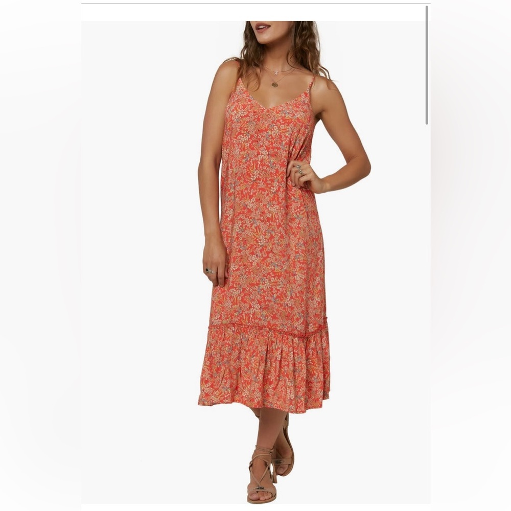O'Neill Orange Floral Midi Dress